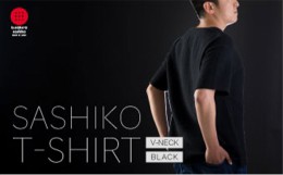 【ふるさと納税】【3Lサイズ】肌触りが良い刺子生地VネックTシャツ　永く使って自分だけの刺子に　黒