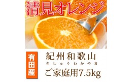 【ふるさと納税】【ご家庭用訳アリ】紀州有田産清見オレンジ　7.5kg【2025年3月下旬以降発送】【先行予約】【UT54】