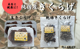 【ふるさと納税】純国産きくらげ 生きくらげ70g×5パック 乾燥ホール1袋 乾燥スライス1袋