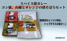 【ふるさと納税】岡山県新見市産 イノシシ肉使用 スパイス猪カレー(レトルト)・コン猪(コンビーフ風缶詰)・山椒とオレンジの猪そぼろ セ