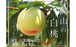 【ふるさと納税】Gj-1　【令和６年発送・先行予約】岡山県産　白桃（1玉250ｇ以上）6玉　等級：ロイヤル　化粧箱入り