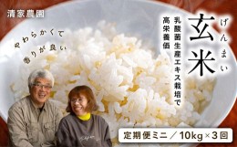 【ふるさと納税】【定期便ミニ】酵素が3.9倍！「乳酸菌生産エキス栽培」玄米10kg×3回お届け