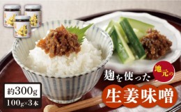 【ふるさと納税】【着日指定 可能】【長崎県認定】麹を使った地元の生姜味噌 約300g（100g×3本）【ひらど新鮮市場】 [KAB036]