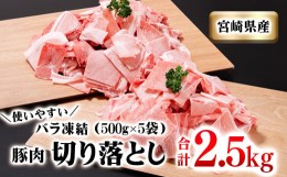 【ふるさと納税】宮崎県産豚肉 2.5kg 小間切れ  小分け5パック＜1-211＞