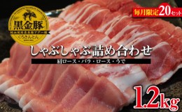 【ふるさと納税】【数量限定】黒金豚アグー　しゃぶしゃぶ詰め合わせ（肩ロース・バラ・ロース・うで）約1.2kg