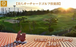 【ふるさと納税】チケット 平日限定 ゴルフプレー券 3名  (恩納村・1ラウンド )【美らオーチャードゴルフ倶楽部】