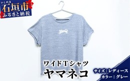 【ふるさと納税】【レディース】オリジナルTシャツ ヤマネコワイドTシャツ【カラー:グレー】【サイズ:レディース】KB-148