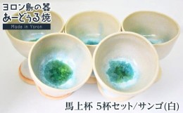 【ふるさと納税】ヨロン島の素材を活かした　あーどぅる焼『馬上杯 ５杯セット』【サンゴ（白）×5杯】