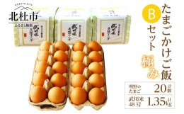 【ふるさと納税】極み卵かけご飯Bセット（明野のたまご20個、武川米48号450g×3袋）