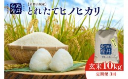 【ふるさと納税】【定期便 3回】＜京都山城産＞とれたてヒノヒカリ(玄米１０kg) 定期便 3回 計30kg 玄米 米 ひのひかり ヒノヒカリ ふっ