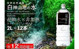 【ふるさと納税】年12回お届け！！ 白神山地の水 2L×12本 定期便 ナチュラルウォーター 飲料水 軟水 超軟水 非加熱 弱酸性 湧水 湧き水 