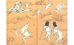 【ふるさと納税】【芸艸堂】和綴じ製本の御朱印帳（鳥獣戯画・猫）＆てぬぐい（青地に白千鳥）