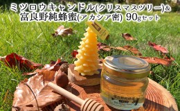 【ふるさと納税】ミツロウキャンドル【クリスマスツリー】＆富良野純蜂蜜（アカシア蜜）90gセット 蜂蜜 はちみつ ハニー 国産 北海道 富