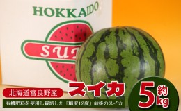 【ふるさと納税】【2024年7月〜発送】すいか 約5kg 北海道 富良野市 (スイートベジタブルファクトリー) フルーツ 果物 新鮮 甘い 贈り物 