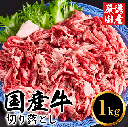 【ふるさと納税】010AA08N.いちかわ精肉店「国産牛切り落とし」１ｋｇ