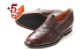 【ふるさと納税】オーストリッチ革 ビジネスシューズ 紳士靴 スリッポン 5cmアップ 4E ワイド No.65 ブラウン