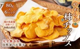 【ふるさと納税】やわらか柿チップス 80g 6パック　かきチップ　紀州味紀行 柿和歌 無添加 紀伊国屋文左衛門本舗【ご入金確認後、21日以