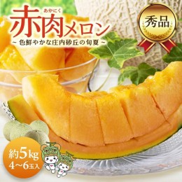 【ふるさと納税】SA2107　庄内砂丘の旬夏 「秀品 赤肉メロン」　約5kg(4〜6玉入)