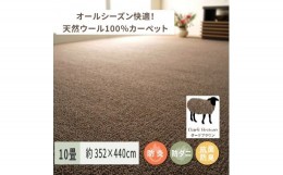 【ふるさと納税】天然ウール100%の 防炎 カーペット 1枚 10帖 ダークブラウン 約352×440cm 600023790 [3525]