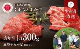 【ふるさと納税】くまもとあか牛 焼肉セット　赤身肉+カルビ(150g×2パック)＜産山村産＞