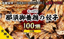 【ふるさと納税】『定期便』宇都宮餃子　那須御養鶏の餃子100個　保存料不使用　全12回【配送不可地域：離島】