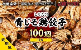 【ふるさと納税】『定期便』宇都宮餃子　香り鮮やか青じそ鶏餃子100個　保存料不使用　全12回【配送不可地域：離島】