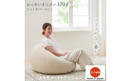 【ふるさと納税】＜ハナロロ＞ ビーズクッション おっきいオニオン170リットル ニットカバー付(ベージュ)【1205840】