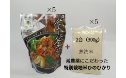 【ふるさと納税】炊飯器で作るパエリアの素「パエー釜ジャ」＆特別栽培米「ひのひかり」無洗米の各5 パックセット G-96