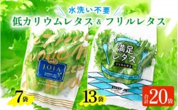 【ふるさと納税】【福井県美浜町産】低カリウムレタス&フリルレタス　計20個セット【野菜 生野菜 レタス サラダ サンドイッチ お弁当 水