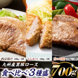 【ふるさと納税】AB187.九州産黒豚ロース食べ比べ3種盛（700g）