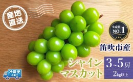 【ふるさと納税】＜2024年先行予約＞シャインマスカット　3〜5房2.0kg以上　クール便対応 136-008