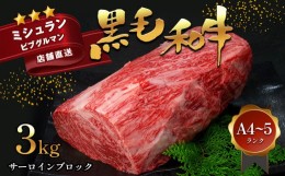 【ふるさと納税】黒毛和牛 サーロイン ブロック 3kg | 肉 にく お肉 おにく 牛肉 和牛 サーロイン ブランド牛 焼肉 極上 A4 A5 熊本県 苓