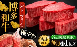 【ふるさと納税】【全3回定期便】博多和牛 ヒレ シャトーブリアン 200g × 5枚《豊前市》【久田精肉店】 [VBK030]