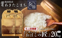 【ふるさと納税】※令和6年産 新米予約※ 【６ヶ月定期便】秋田県産おばこの匠あきたこまち　20kg （5kg×4袋）白米