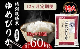 【ふるさと納税】日経トレンディ「米のヒット甲子園」大賞受賞「特栽米ゆめぴりか無洗米5kg」定期便！毎月1回・計12回お届け