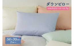 【ふるさと納税】ダウンピロー［大きいサイズ：50×70cm・ブルー］ 綿100％×ホワイトダック ダウン50% 羽毛枕【富士新幸 花巻工房】 【1