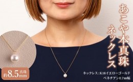 【ふるさと納税】K18　あこや本真珠　パールネックレス　1珠　真珠8.5ｍｍ　イエローゴールド アクセサリー シンプル 贈り物 パール フォ