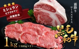 【ふるさと納税】黒毛和牛 霜降り ローススライス 1kg(500g×2) | 肉 にく お肉 おにく 牛 牛肉 和牛 ロース スライス 焼肉 すき焼き A4 