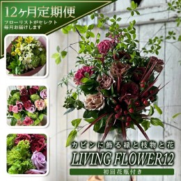 【ふるさと納税】SL0144　【12回定期便】カビンに飾る緑と枝物と花 「LIVING FLOWER 12」