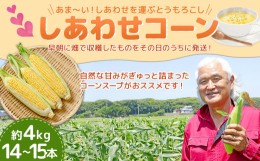 【ふるさと納税】しあわせ コーン 約4kg (14〜15本) コーン スイートコーン 【2024年7月上旬〜下旬発送予定】