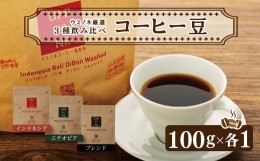 【ふるさと納税】スペシャルティ コーヒー 3種 飲み比べ セット お取り寄せ ブレンド インドネシア エチオピア 100g × 各1袋 新鮮 無農