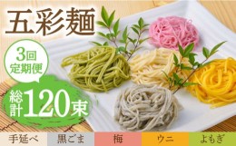 【ふるさと納税】【3回定期便】五彩麺 セット 40束 / そうめん 素麺 黒ごま 梅 うに よもぎ / 麺 乾麺 食べ比べ 詰め合わせ カラフル / 