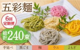 【ふるさと納税】【6回定期便】五彩麺 セット 40束 / そうめん 素麺 黒ごま 梅 うに よもぎ / 麺 乾麺 食べ比べ 詰め合わせ カラフル / 