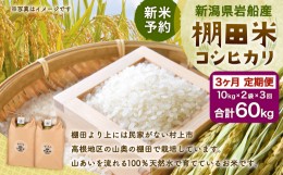 【ふるさと納税】【新米受付・令和6年産米】NE4012 新潟県岩船産 棚田米コシヒカリ20kg×3ヶ月お届け 定期便 毎月 新米予約 お米 白米 こ