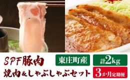 【ふるさと納税】【3ヶ月定期便】東庄町産SPF豚肉 焼肉＆しゃぶしゃぶセット 計2kg×3回