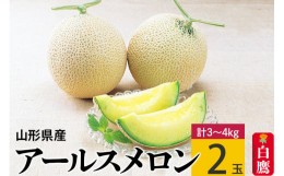 【ふるさと納税】アールスメロン 2玉(3kg〜4kg) 山形県産 【2024年9月上旬〜9月下旬に順次発送予定】