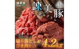 【ふるさと納税】諫美豚切り落としひき肉セット計4.2kg / 豚 豚肉 切り落とし ひき肉 小分け / 諫早市 / 株式会社土井農場 [AHAD059]