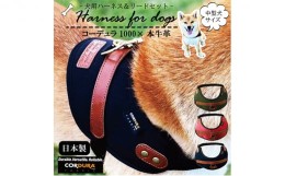 【ふるさと納税】【中型犬用】ハーネス コーデュラ×本牛革(黒×ブラウン革)◇