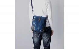 【ふるさと納税】豊岡鞄　帆布PU×皮革ショルダー(24-128) ブルー
