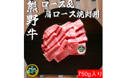 【ふるさと納税】K395　熊野牛ロース&肩ロース焼肉用750ｇ